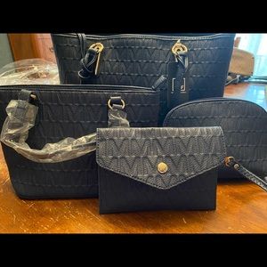 NWT MKF Navy Shoulder Bag Set